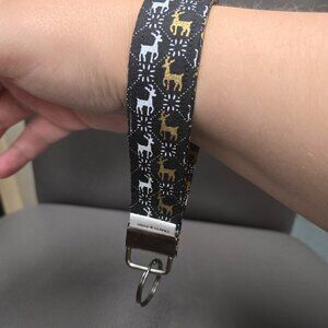 Crafty & Posh Black Reindeer Print Handmade Key Wristlet